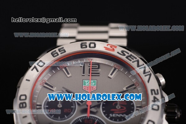 Tag Heuer Formula I Chronograph Senna Special Edition Miyota OS20 Quartz Full Steel with Grey Dial and Stick Markers - Click Image to Close